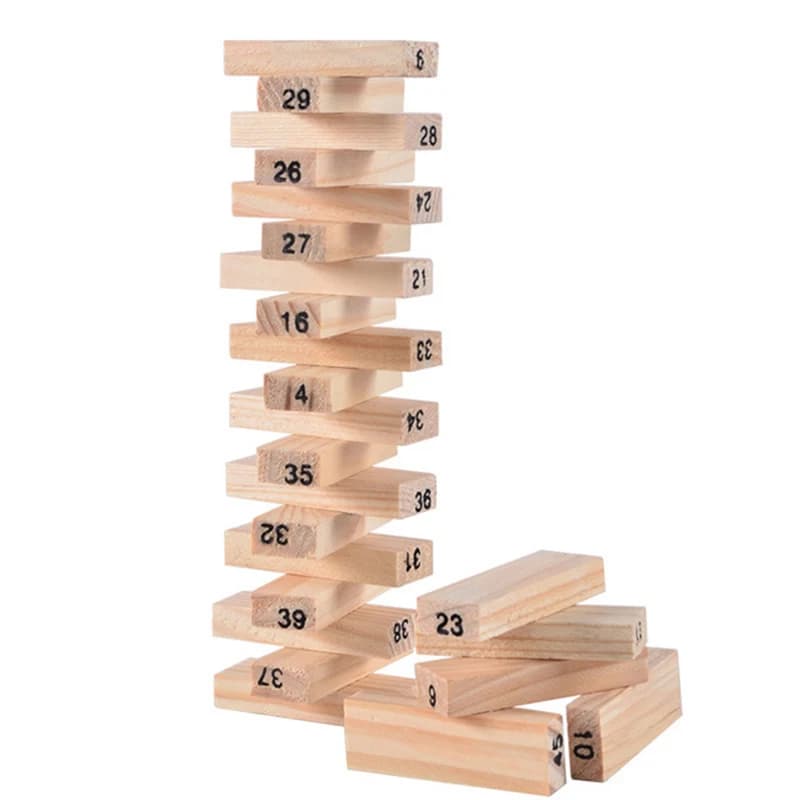 Wooden Block Stacking Game Tower