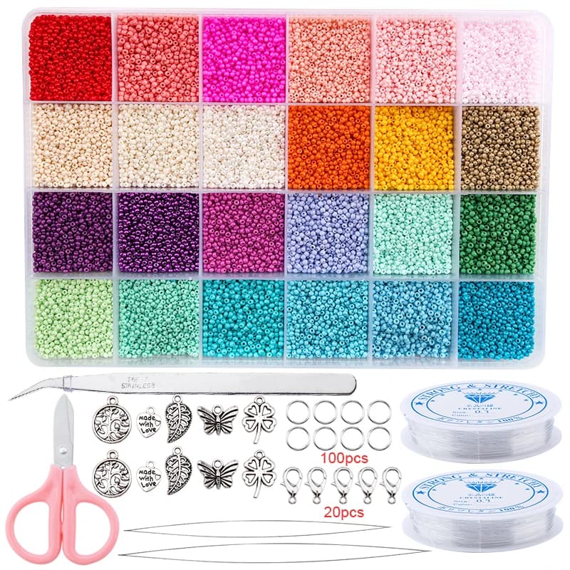 Glass Seed Beads Jewelry Making Kit 20000pcs