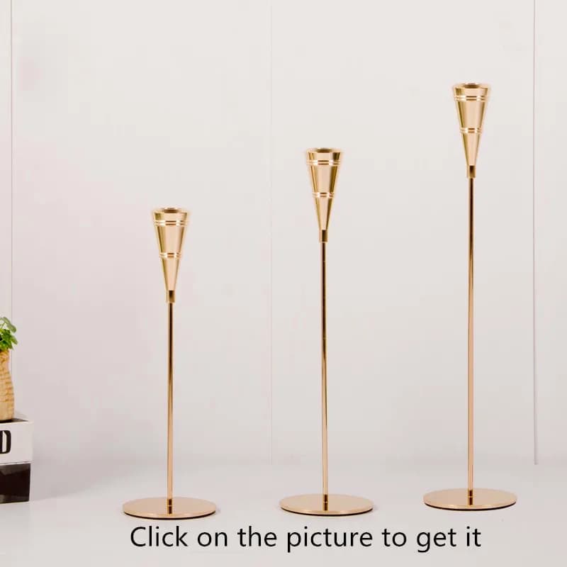 Metal Candle Holder Set Gold 3-Piece