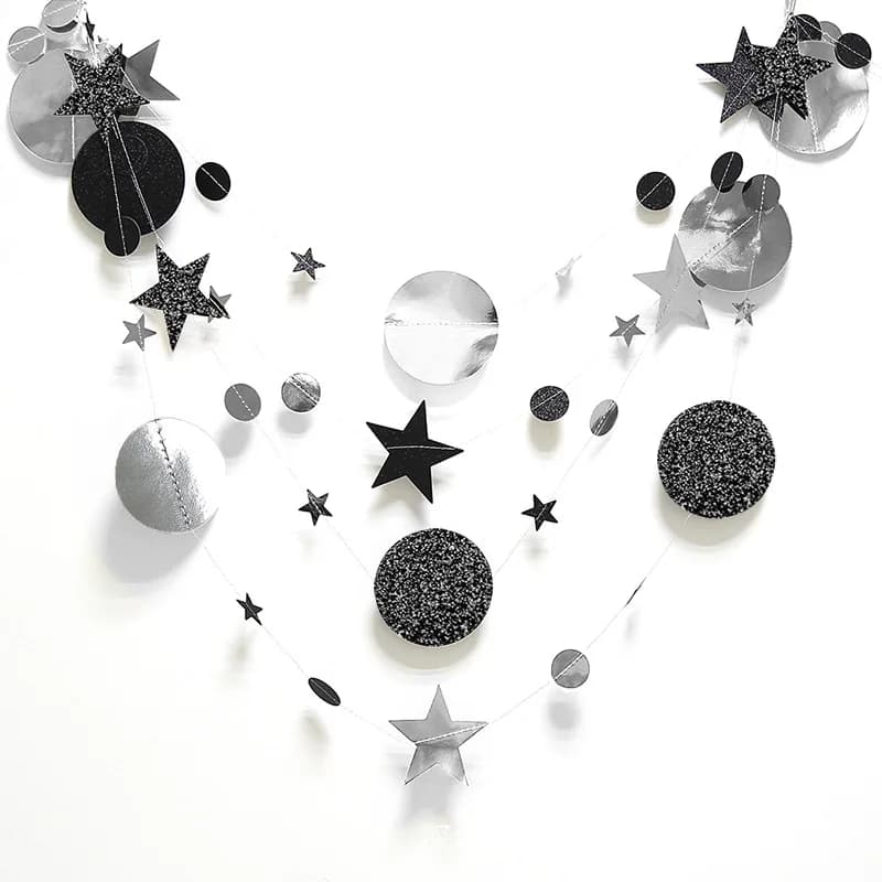 Christmas Decorations for Home Paper Star Dot Garland Flash Banner DIY Birthday Wedding Baby Shower Curtain 2022 Navidad Decor