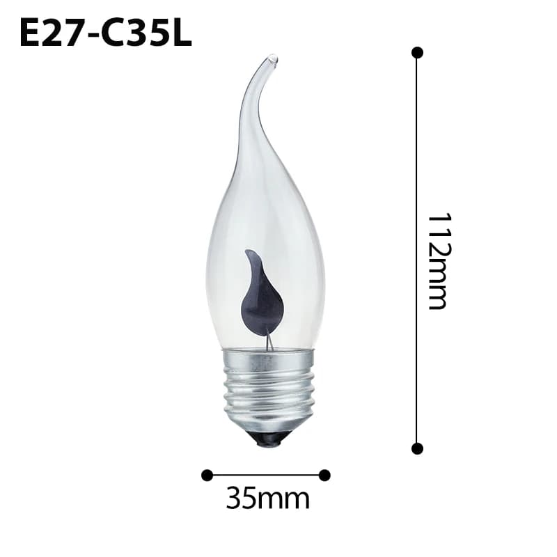 LED Candle Light Bulb Flicker Flame E14 E27 Edison Emulation Fire Lighting Vintage 3W AC220V Tail Retro Decor Energy Saving Lamp