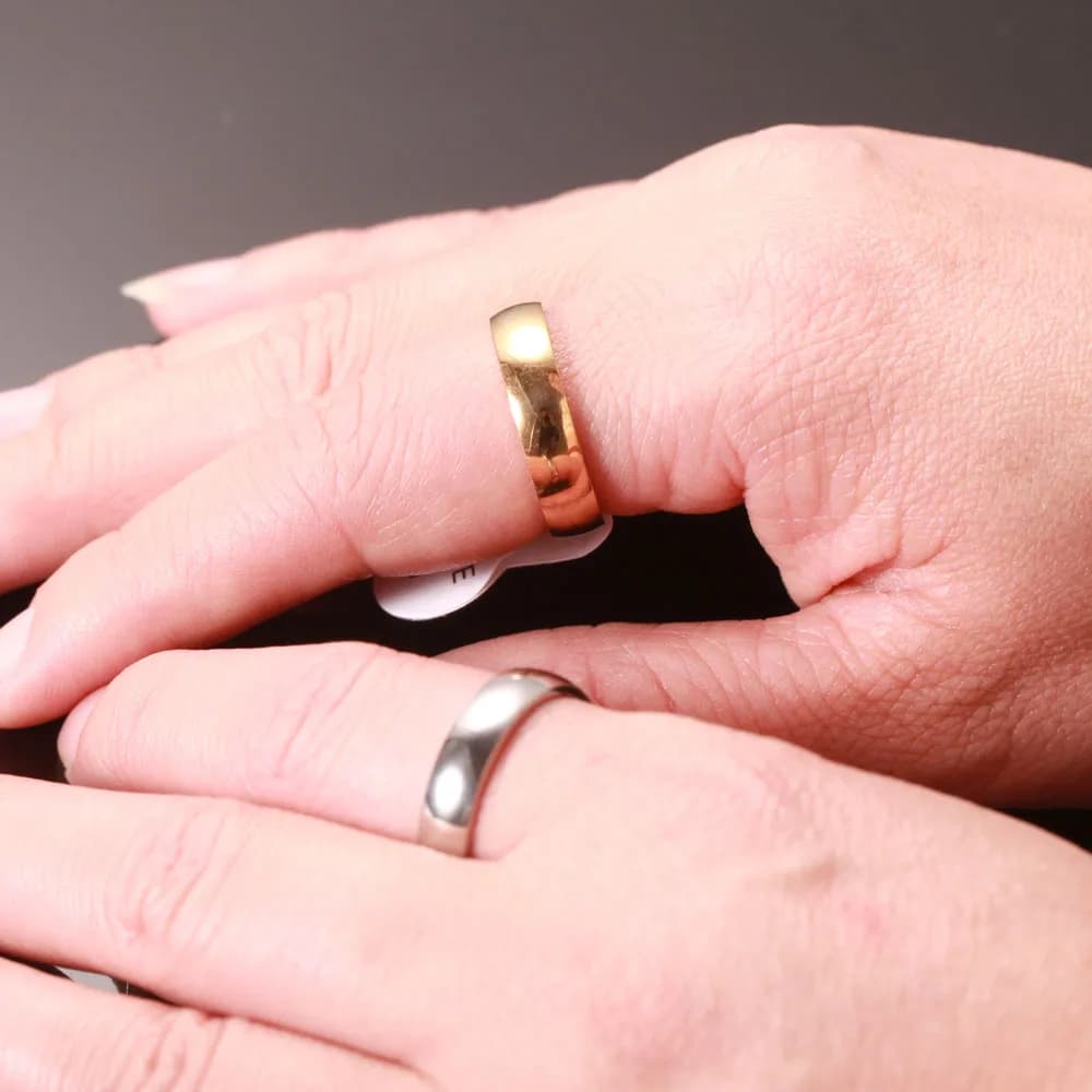 Gold Stainless Steel Wedding Band Couple Rings