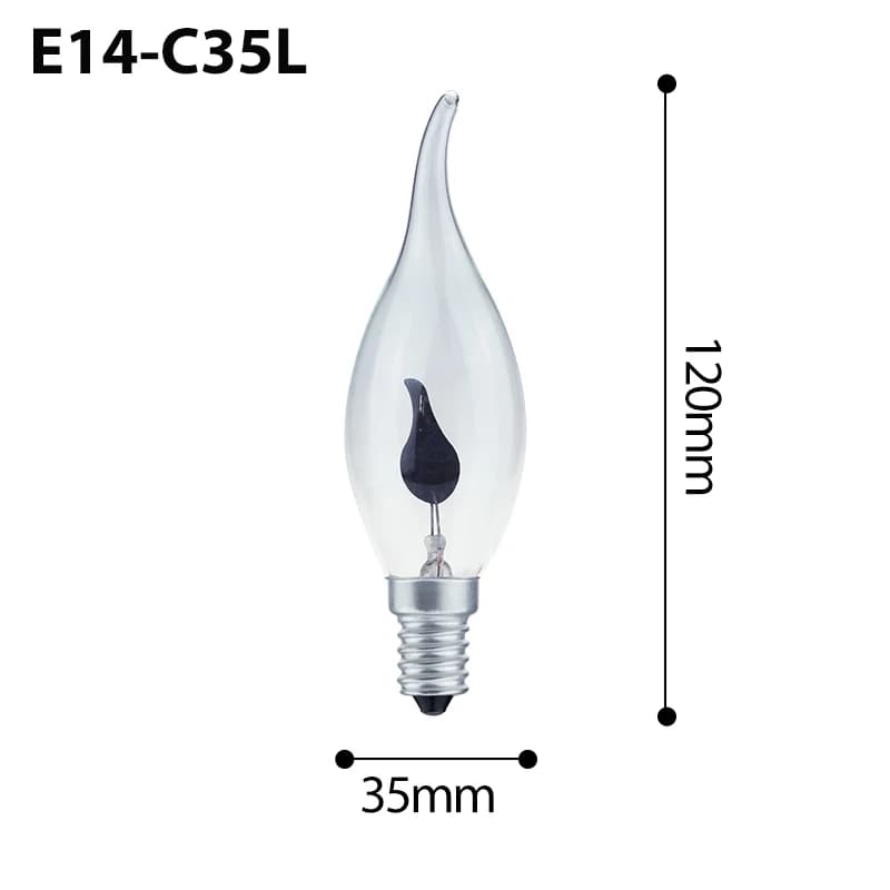 LED Candle Light Bulb Flicker Flame E14 E27 Edison Emulation Fire Lighting Vintage 3W AC220V Tail Retro Decor Energy Saving Lamp