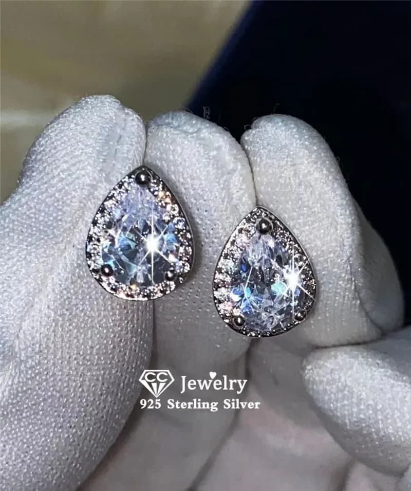 Water Drop Cubic Zirconia Stud Earrings