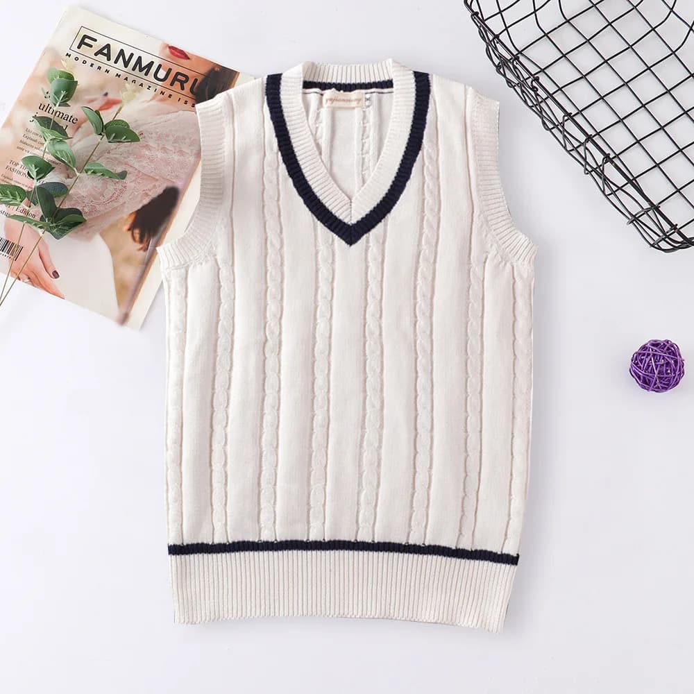 School Uniform V-Neck Cotton Sweater
