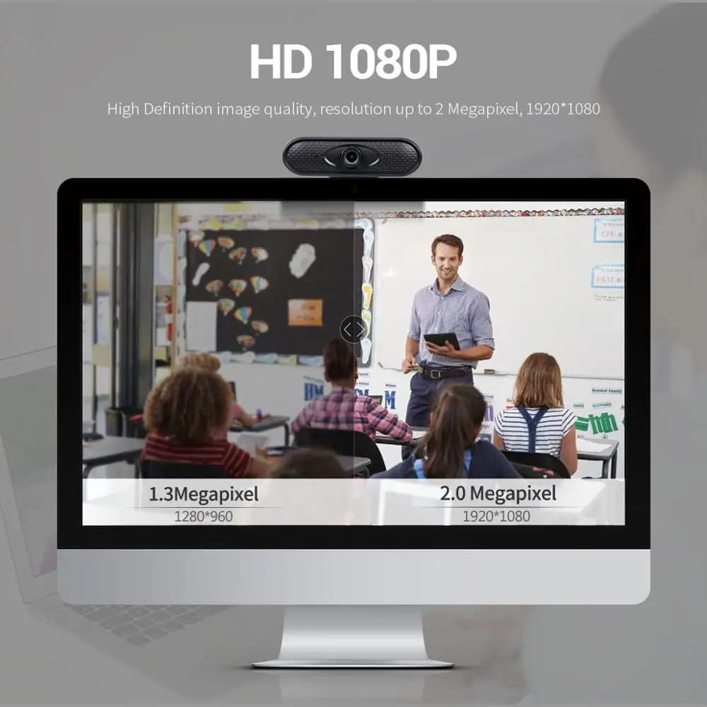 2MP 1080P Webcam Computer PC Web Camera with Microphone Cameras for Teaching Live Broadcast Video Calling Conference Work