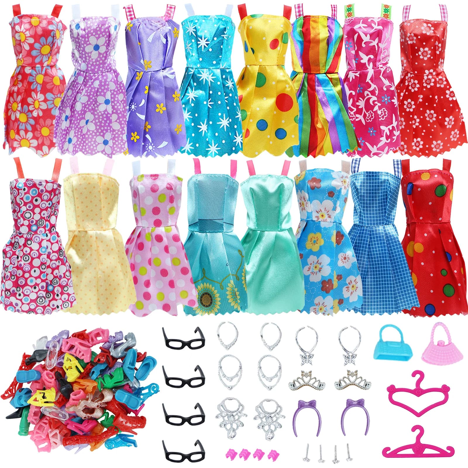 42-Piece Doll Accessory Set with Clothes and Shoes