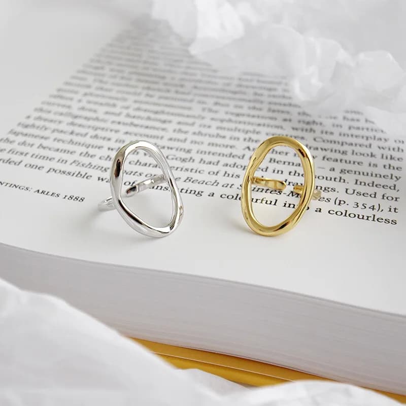 925 Sterling Silver Round Hollow Adjustable Ring