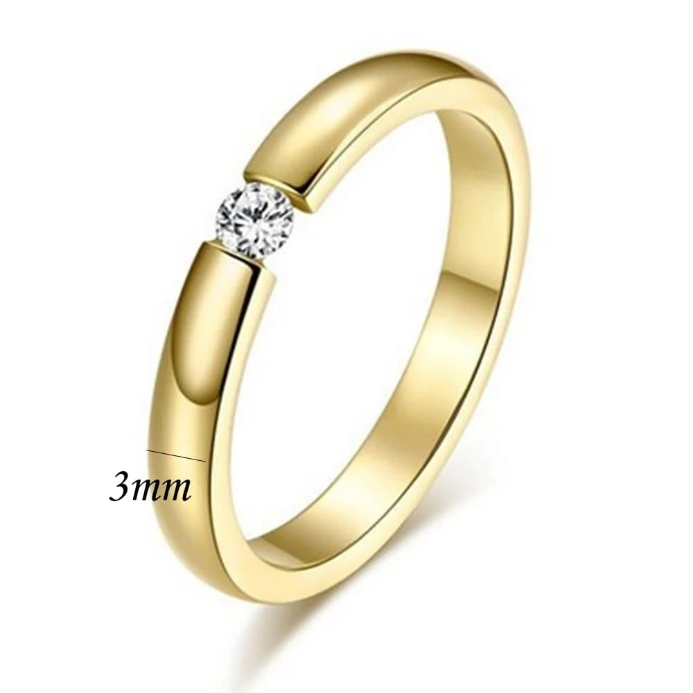 Gold Stainless Steel Wedding Band Couple Rings