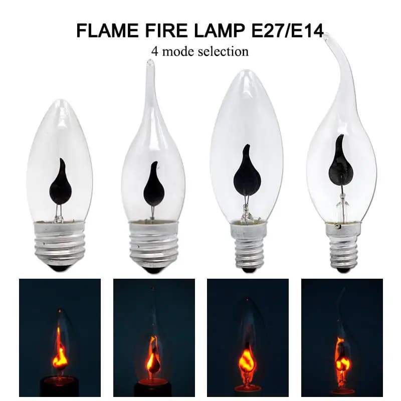 LED Candle Light Bulb E14 E27 LED Flame Effect Bulb AC220V Edison Emulation Fire Lighting Vintage Home Decor Ampoule Candle Bulb