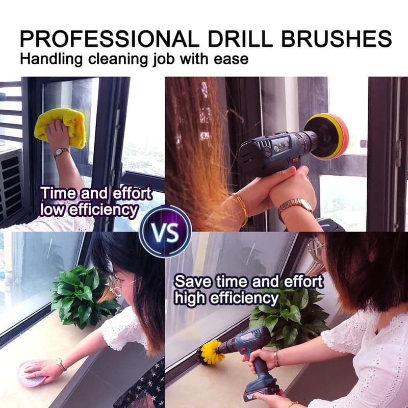 Drill Brush Attachment Set for Tile and Grout