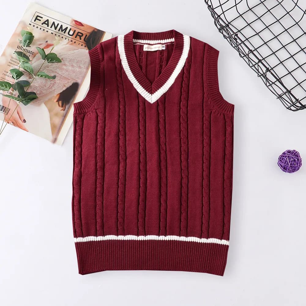 School Uniform V-Neck Cotton Sweater