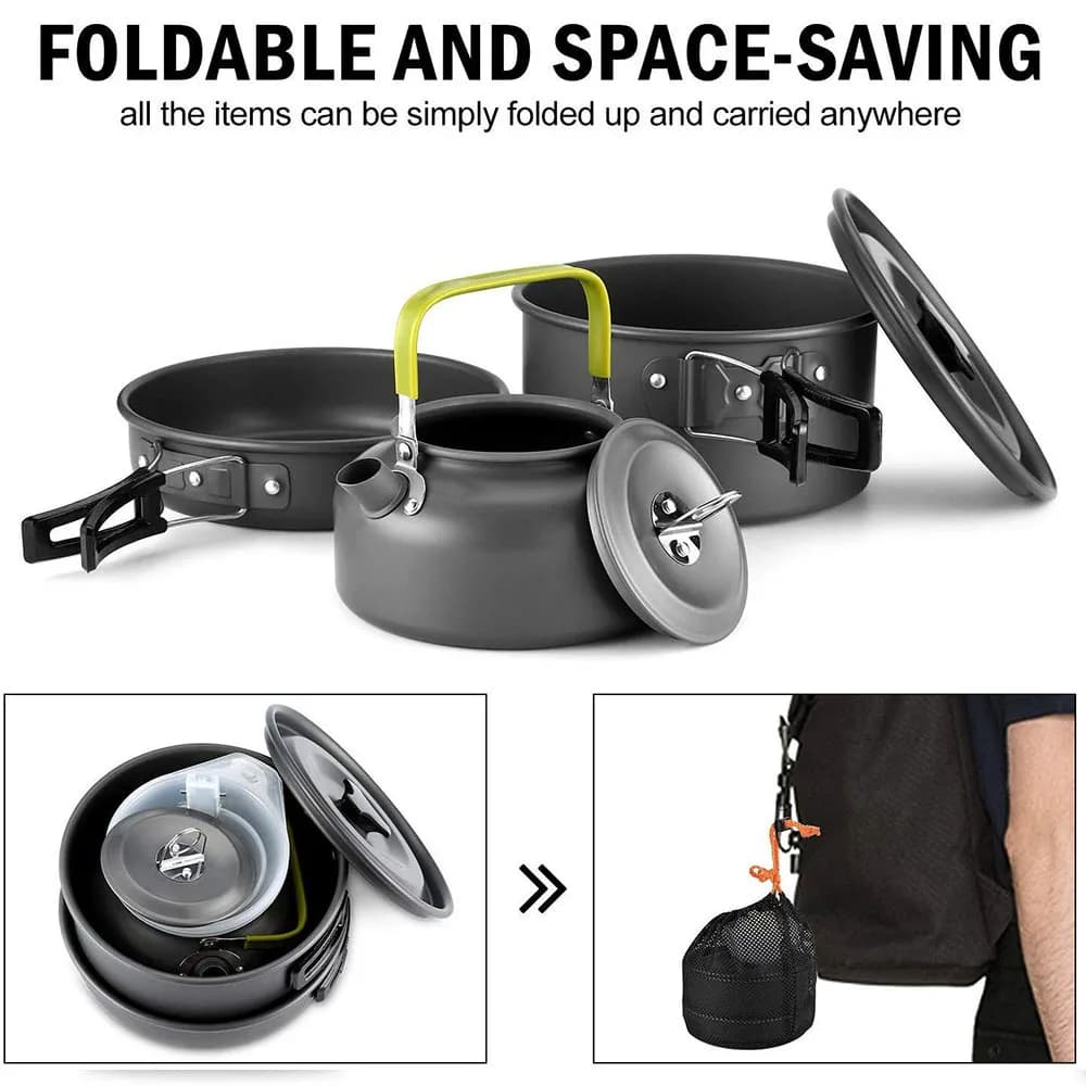 Aluminum Camping Cookware Set for 2-3 People