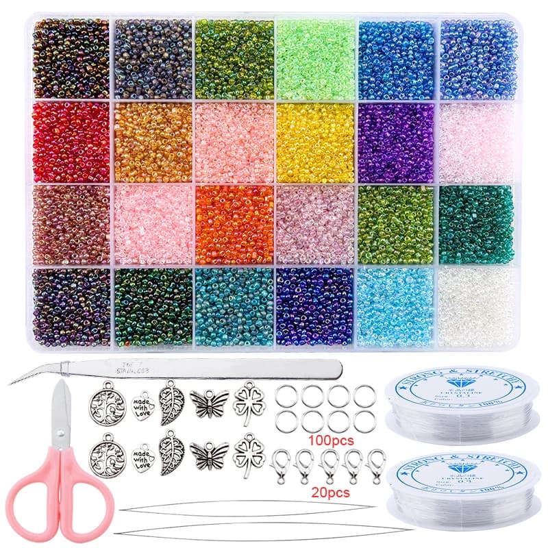 Glass Seed Beads Jewelry Making Kit 20000pcs
