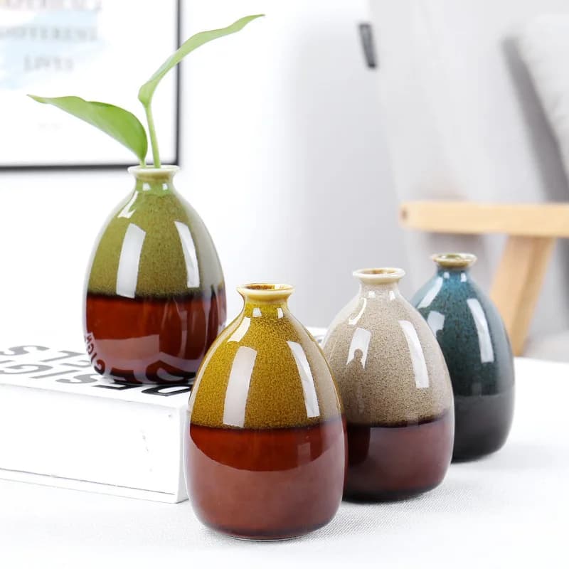 Ceramic Flower Vase Green Home Decor