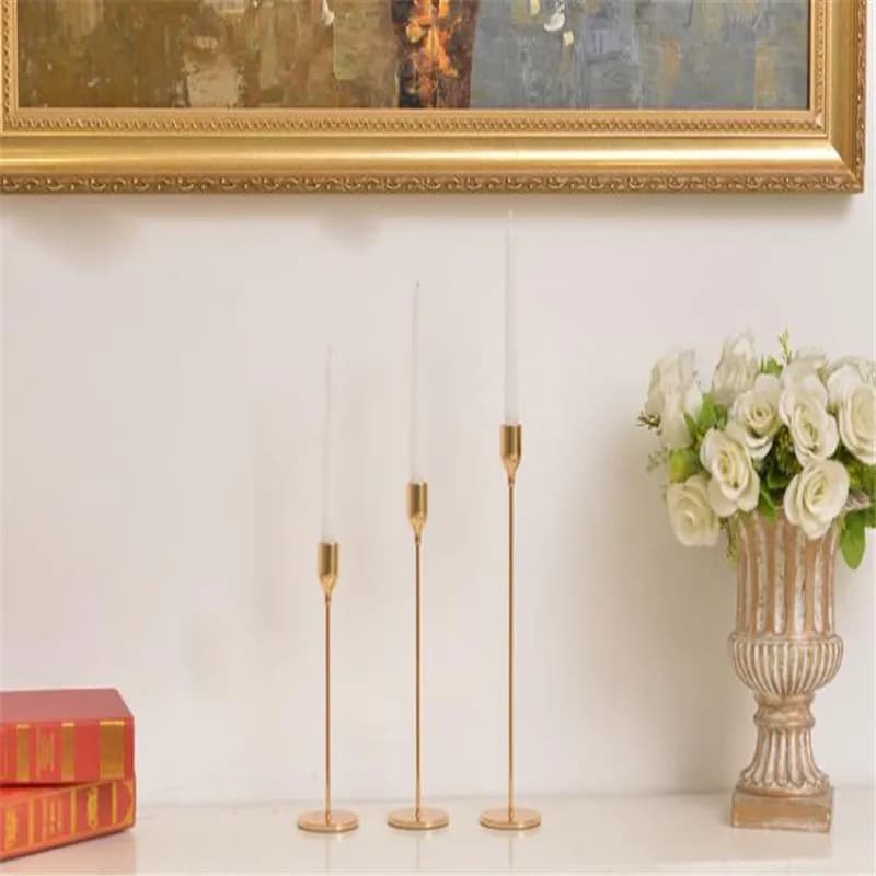 Metal Candle Holder Set Gold 3-Piece
