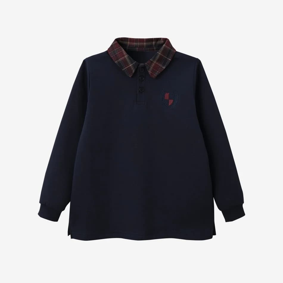Navy Denim Varsity Embroidery Sweatshirt