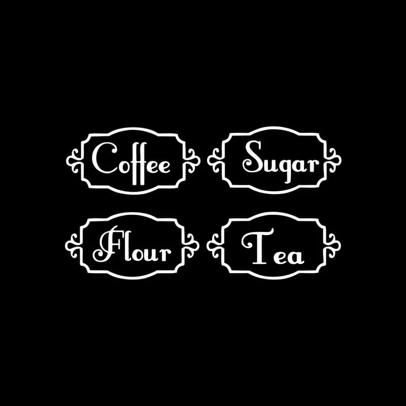 Kitchen Jar Label Vinyl Stickers Set of 4