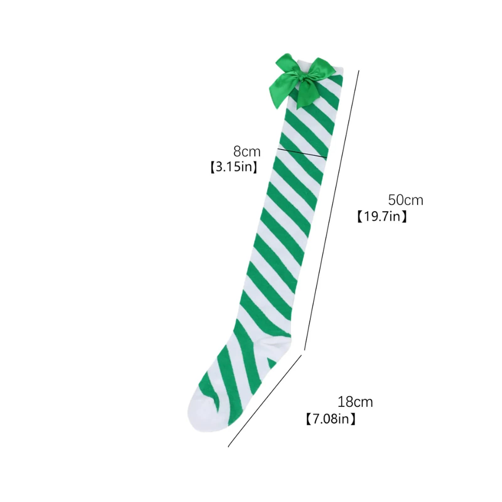 Christmas Striped Knee Socks with Bows