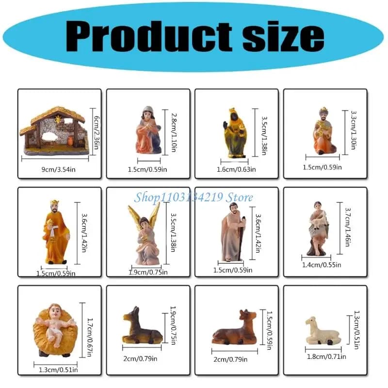 Nativity Set Holy Family Figurines with Stable