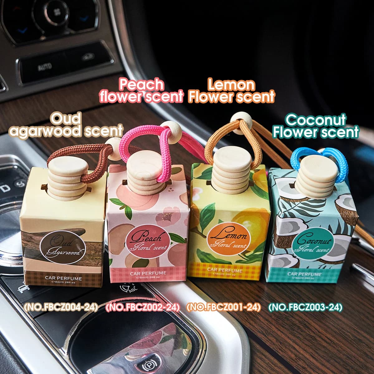 Car Air Freshener with Wooden Hanging Diffuser