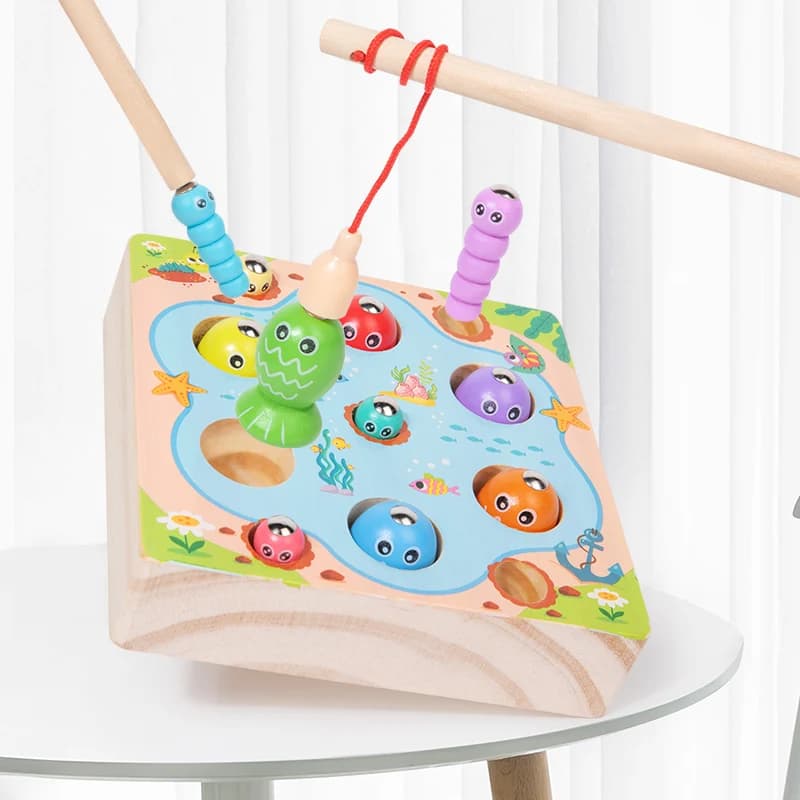 Children Wooden Fishing Game Toys Early Education Color Cognitive Toy Kids Interactive Games Toys for Gifts Fine Motor Skill