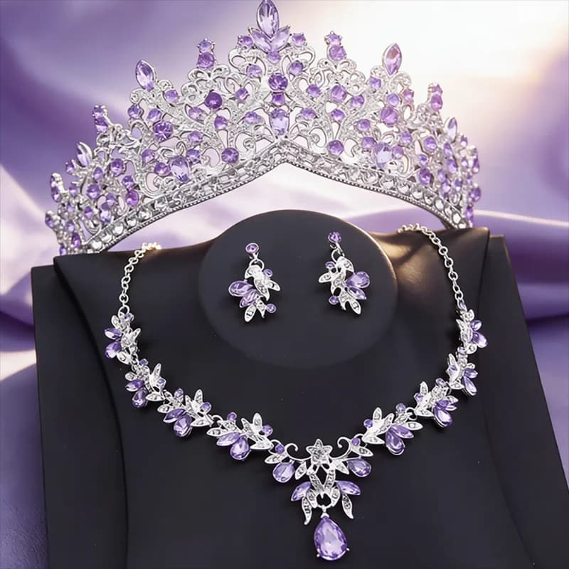 Bridal Jewelry Sets for WomenTiaras and Necklace Earrings Sets for Wedding Dress Party Birthday Costume Accessories
