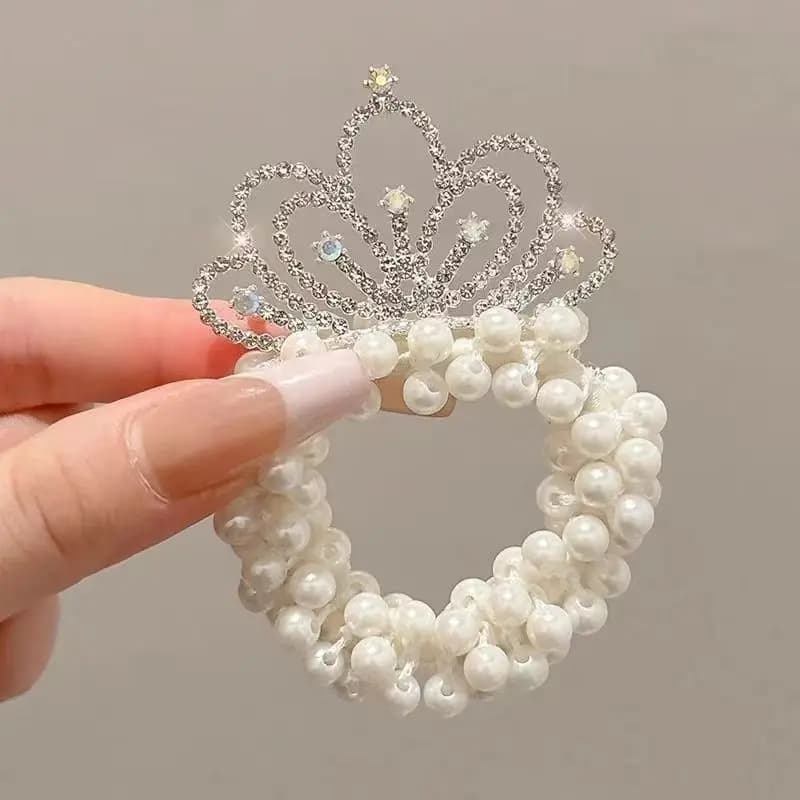 Hair Accessories Kids Hair Bands Elastic Rubber Bands Girls Hair Accessories New Fashion Pearl Crown Princess Cute Baby Headwear