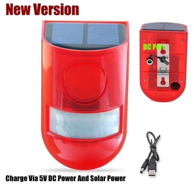 Solar Motion Detector Alarm Light with Strobe Siren