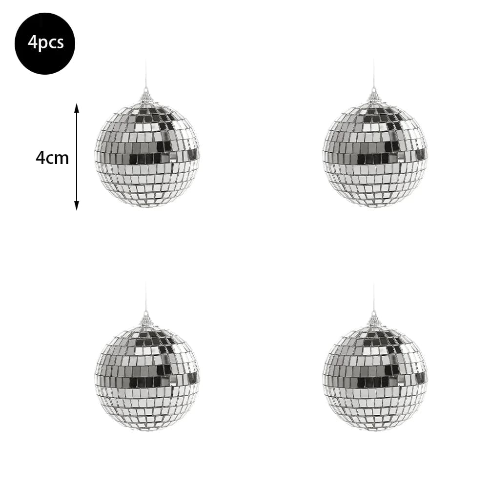 Mirrored Disco Ball Glass Ornaments with String