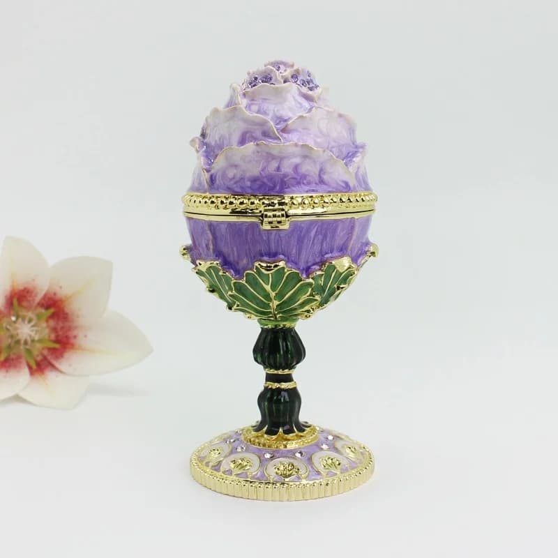 SHINNYGIFTS Valentine's Day gift enameled roses egg decorative box creative trinket storage box ornaments