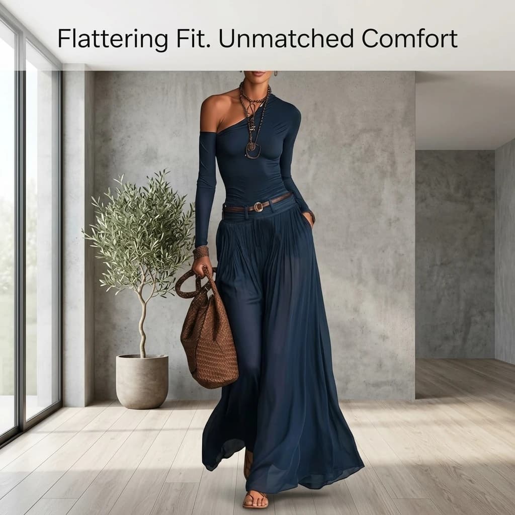 One Shoulder Maxi Skirt Set
