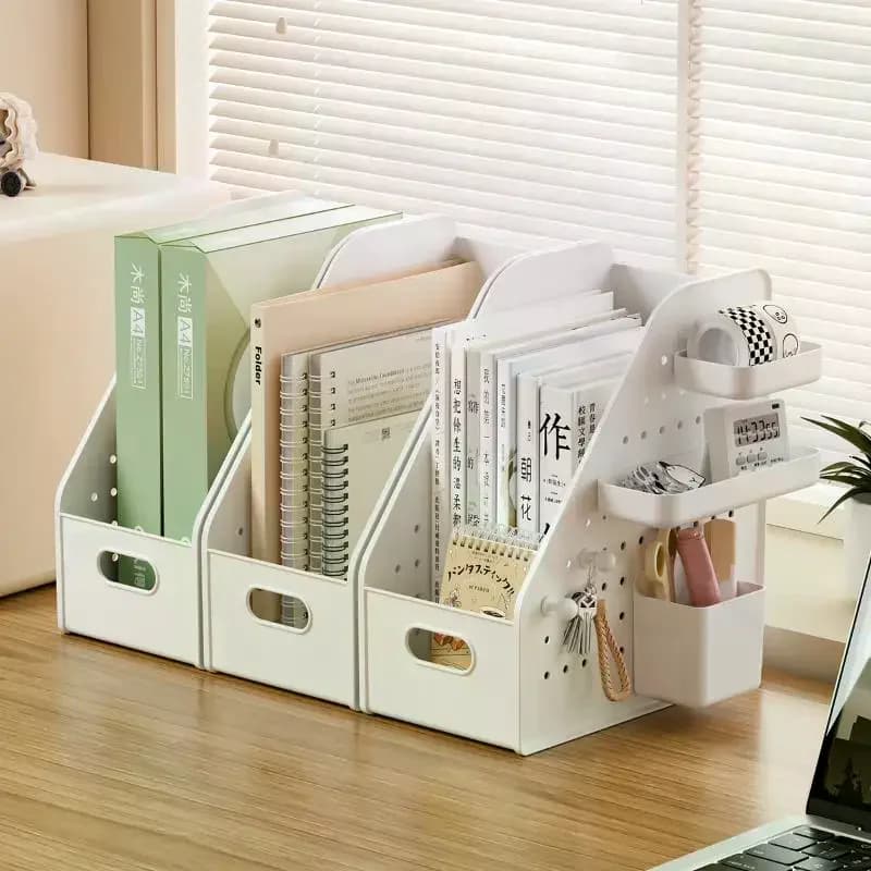 Desk File Organizer with Modular Storage Boxes for Home and Office Use