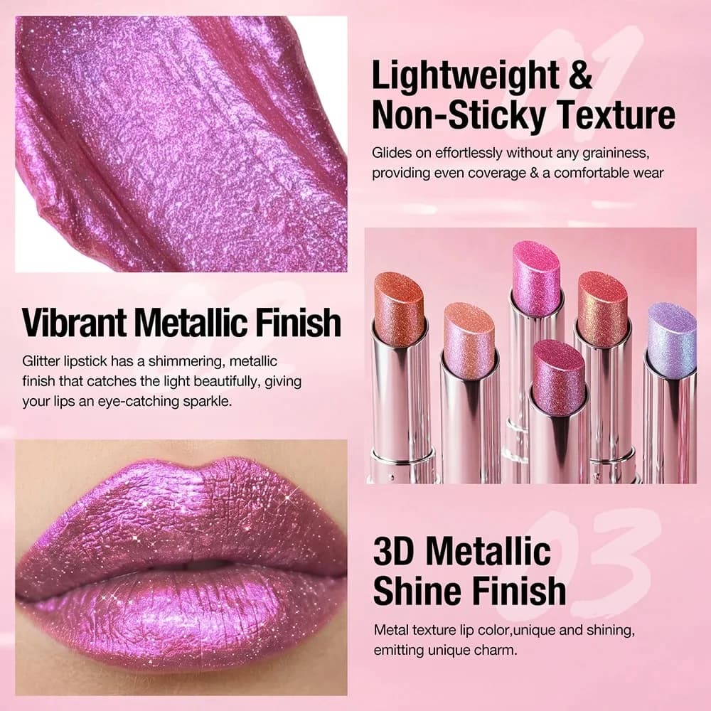 Color Shifting Glitter Lipstick with Shimmer