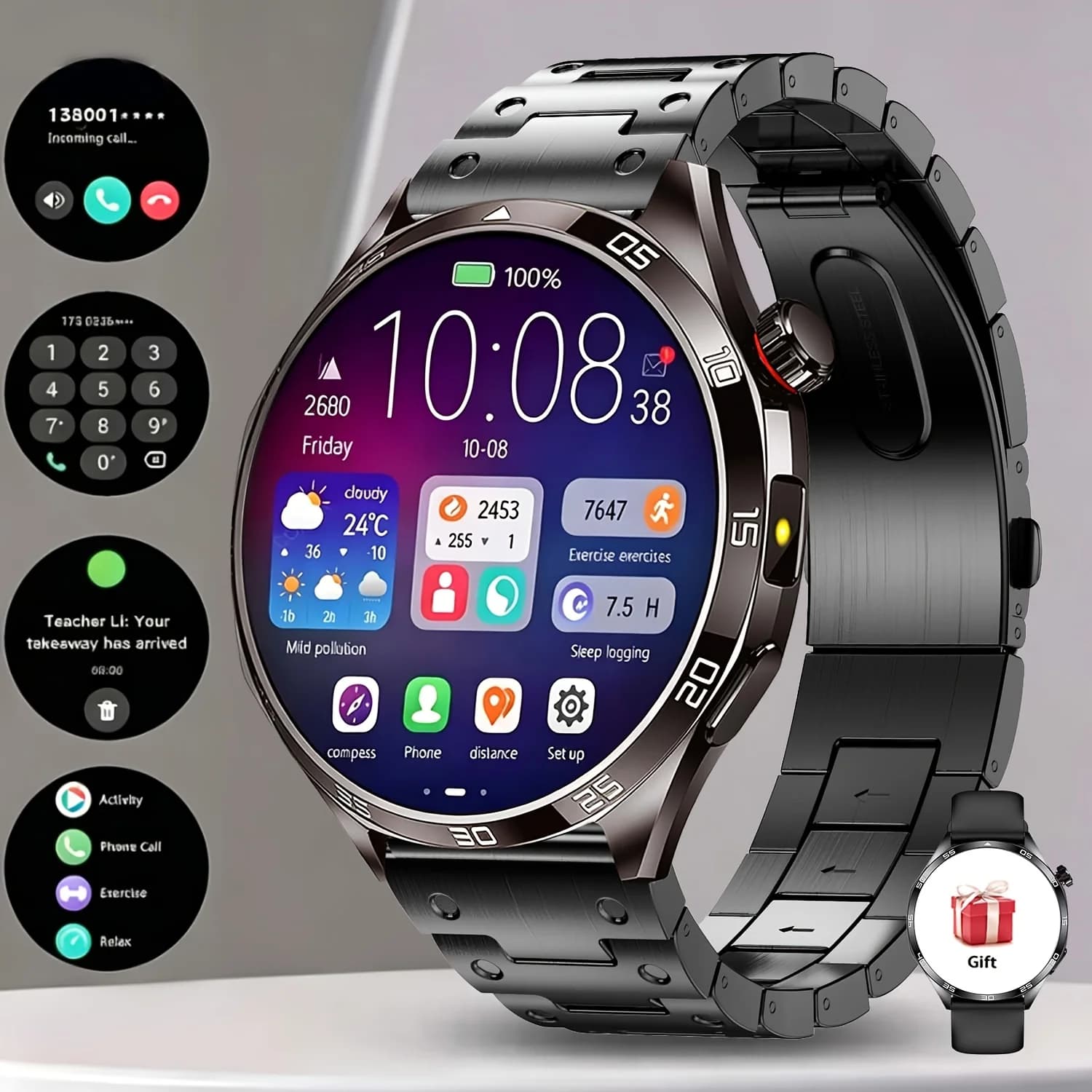 Latest Smartwatch Model, Premium Quality, with a 1.5-inch Touchscreen and Stylish Polka-dot Strap. Features Multiple Functions