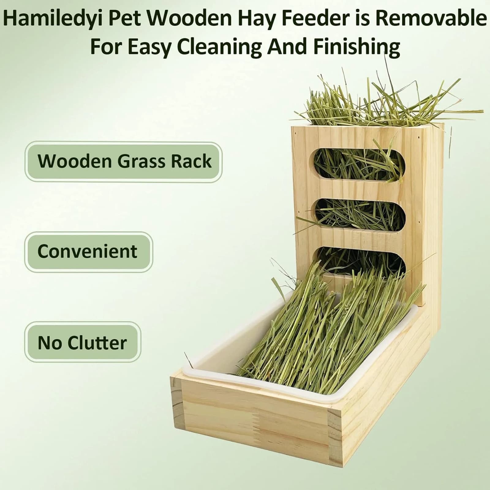 Wooden Hay Feeder with Litter Box for Small Animals