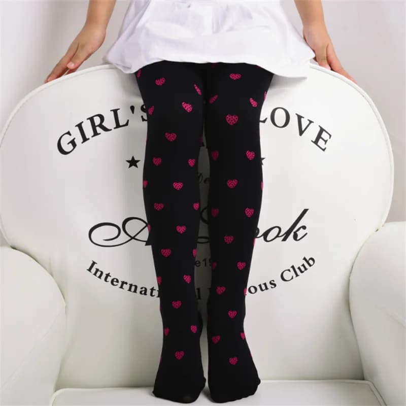 Girls Heart Pattern Elastic Waist Tights