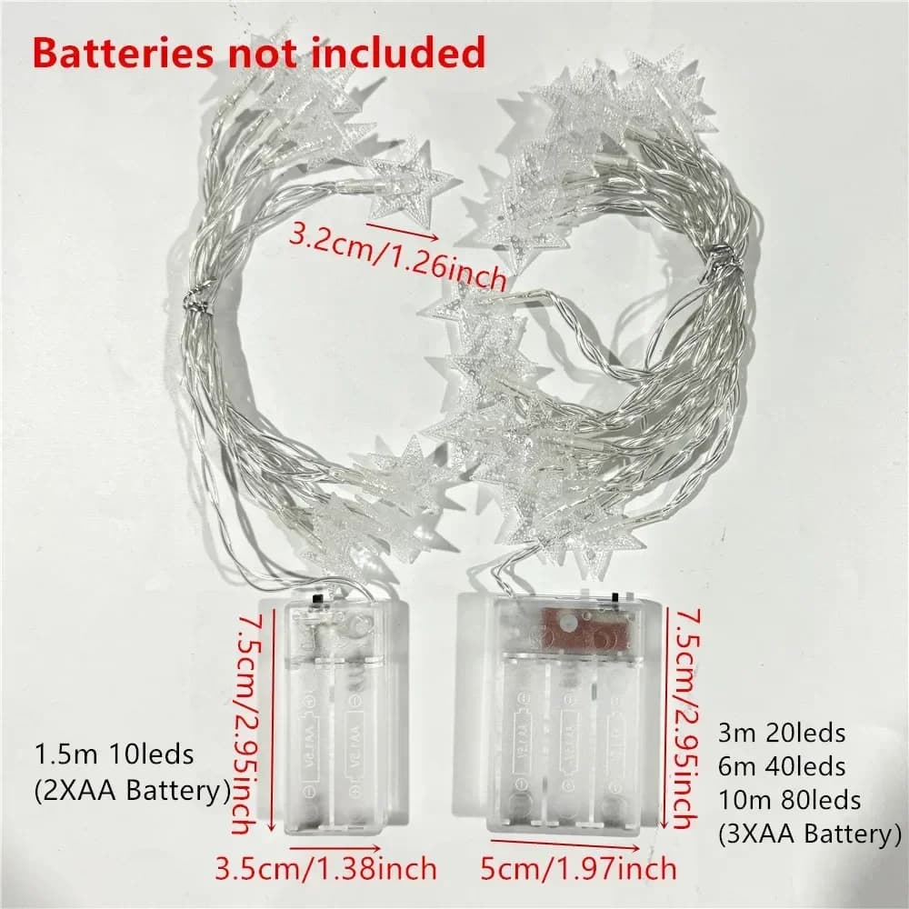 LED Star String Lights Battery Powered