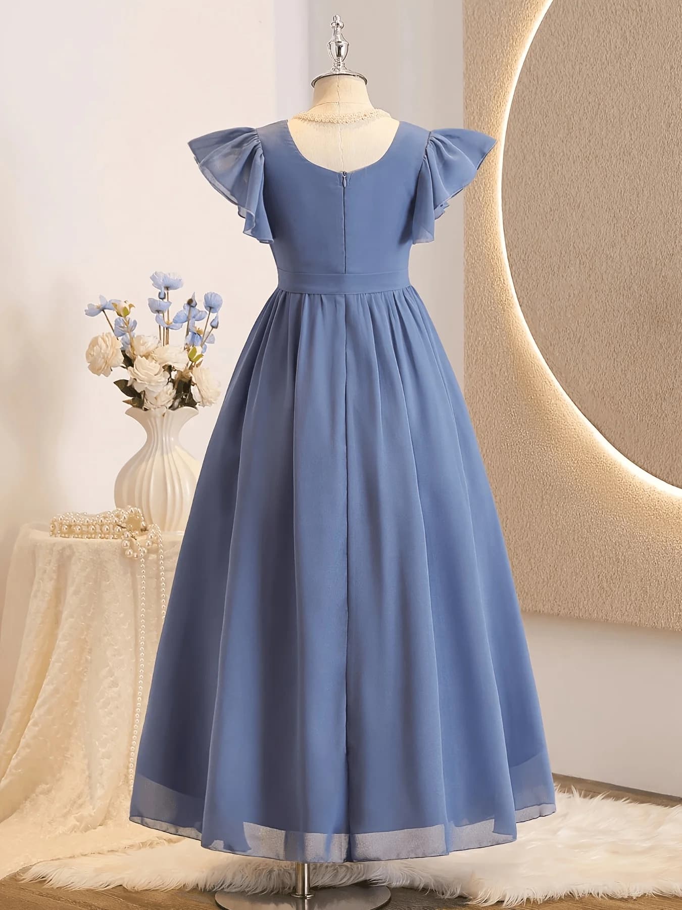 Girls' Summer Dress with Puffy Skirt and Bow