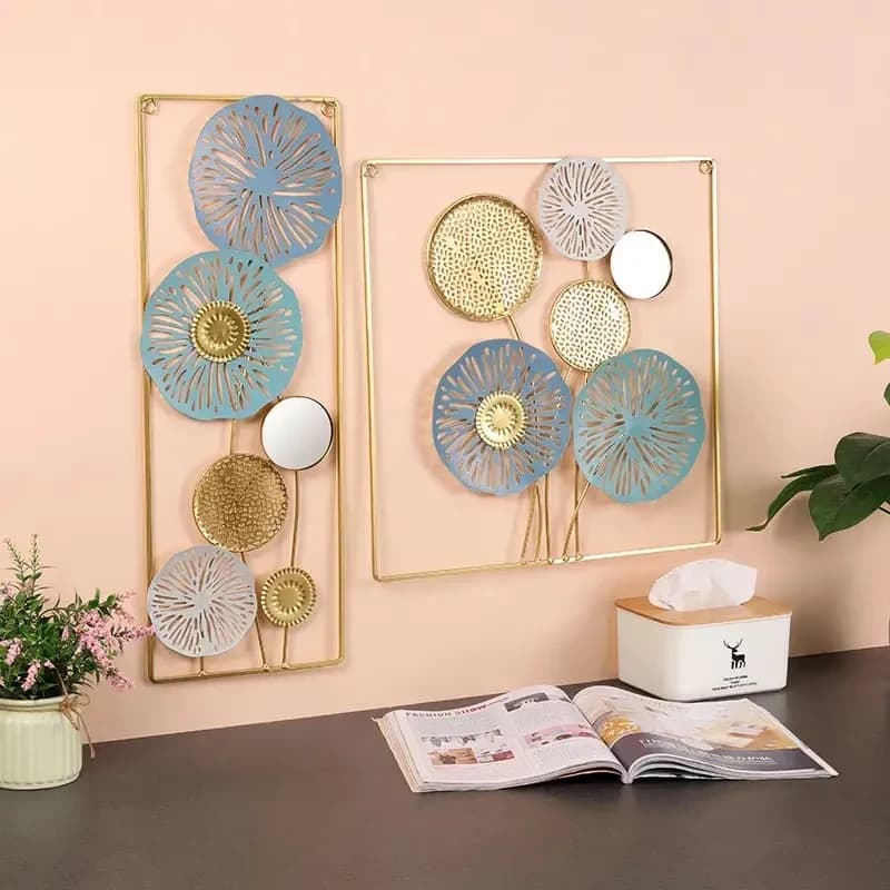 Round Metal Mirror Wall Art Sculpture