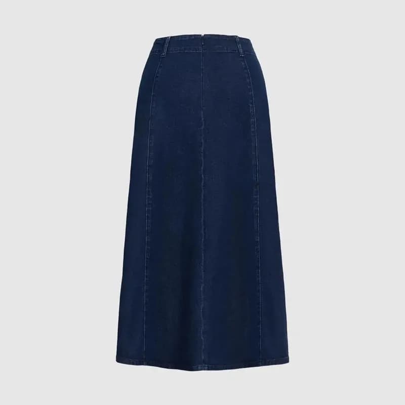 Women's Knee-Length Denim Skirt Dark Blue