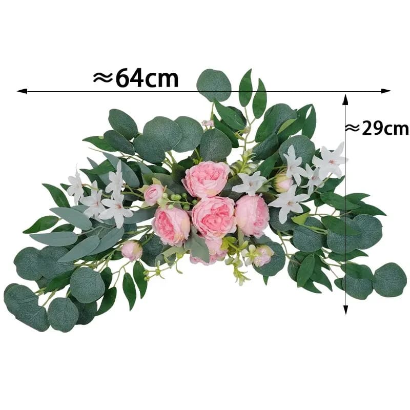 Boho Red Rose Eucalyptus Wedding Arch Garland