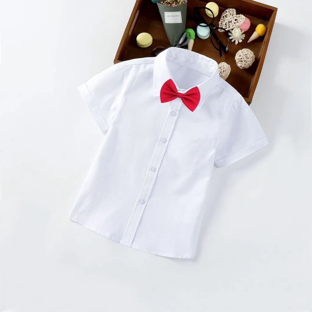 White Cotton Polo Shirt for Boys
