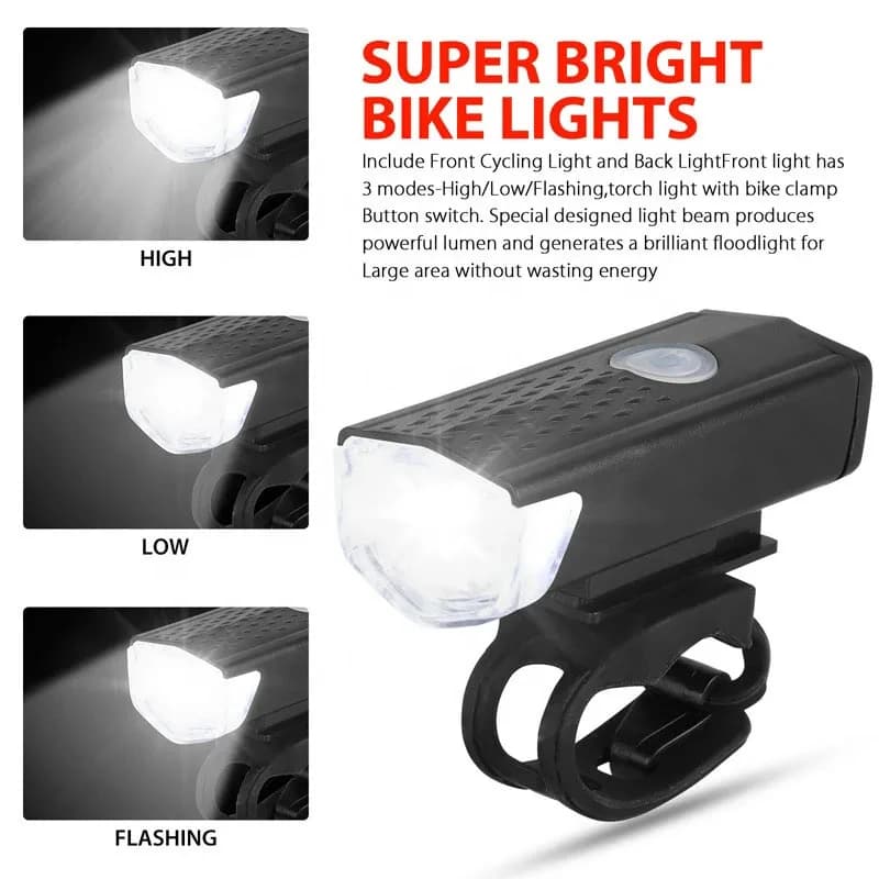USB Rechargeable Bicycle Front and Rear Light Set