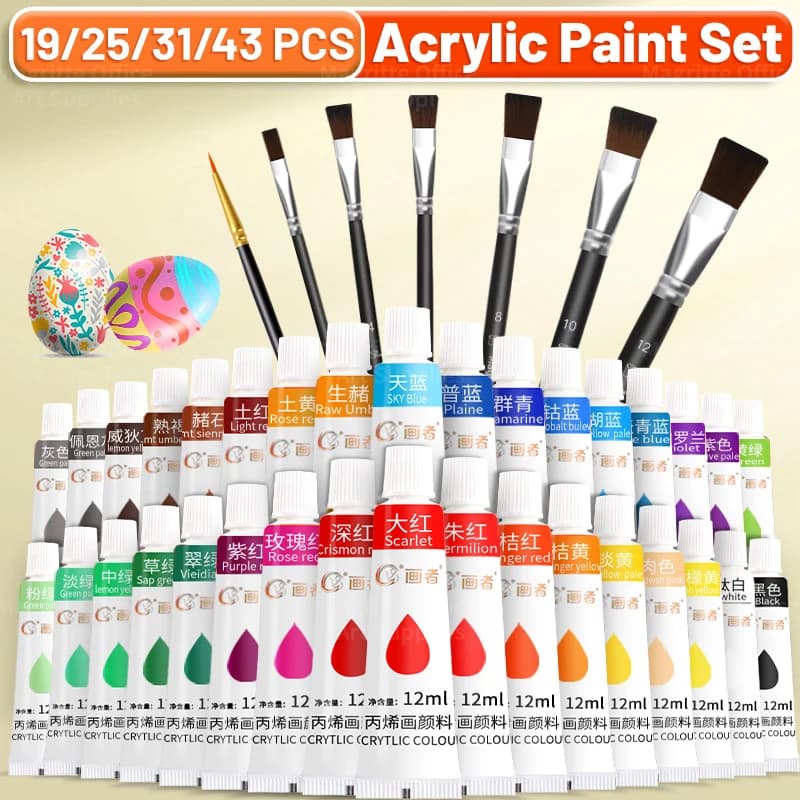 Acrylic Paint Set with Brushes