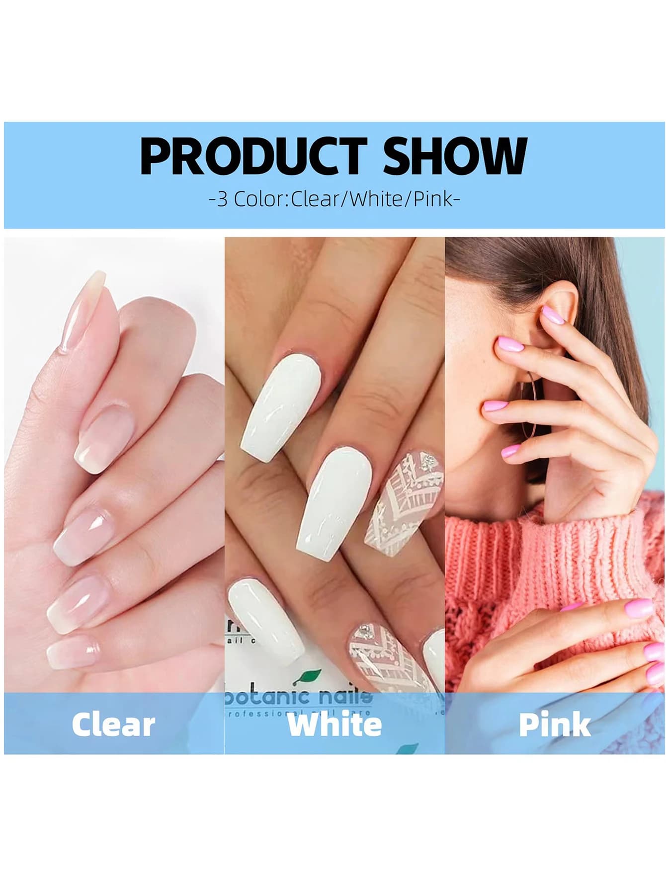 Acrylic Powder Nail Extension Kit with LED Light
