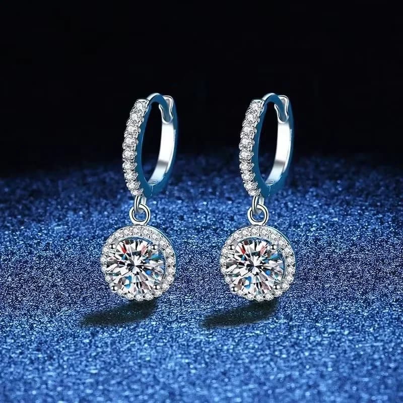 Sterling Silver Moissanite Round Earrings