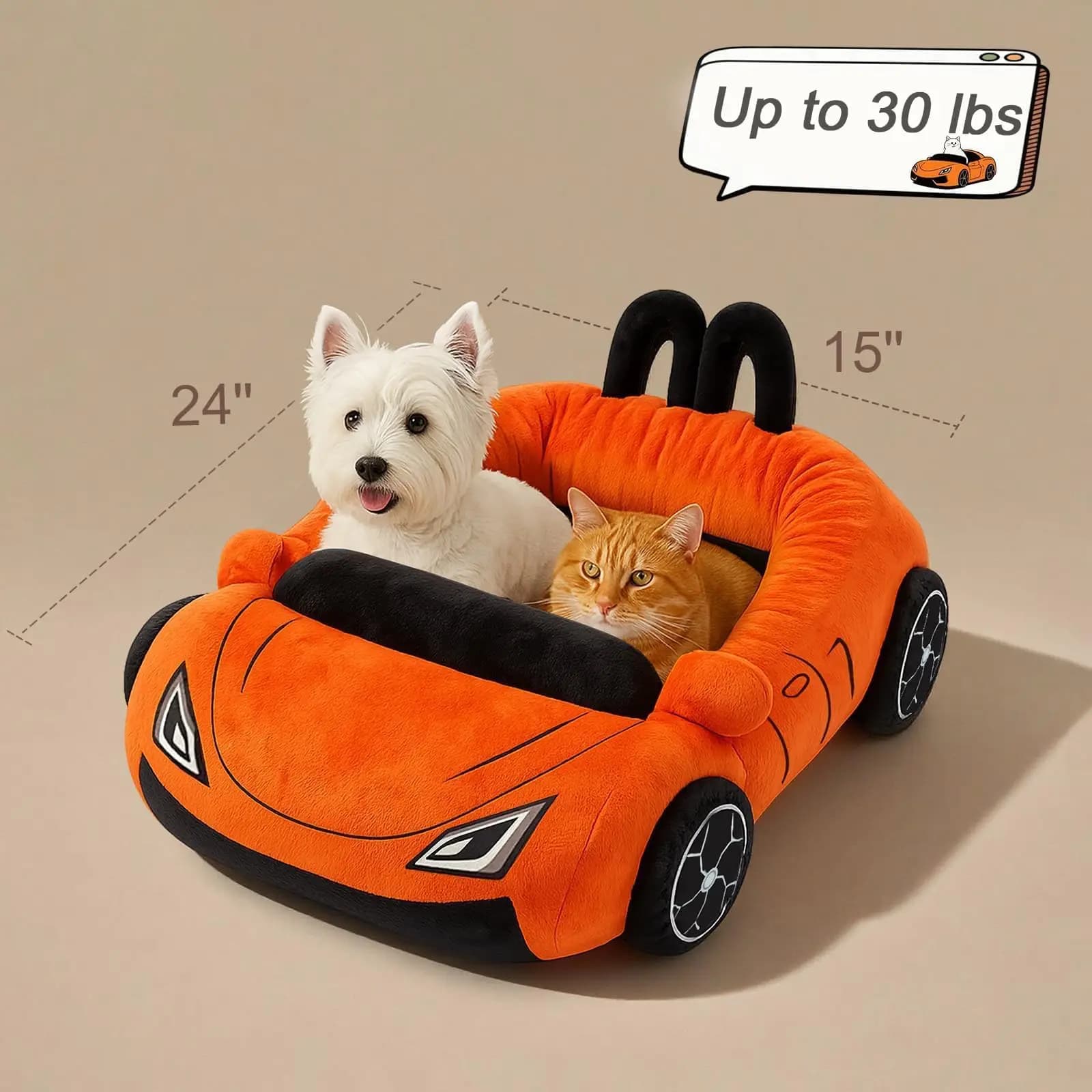 Sports Car Cat Bed with Washable Cushion