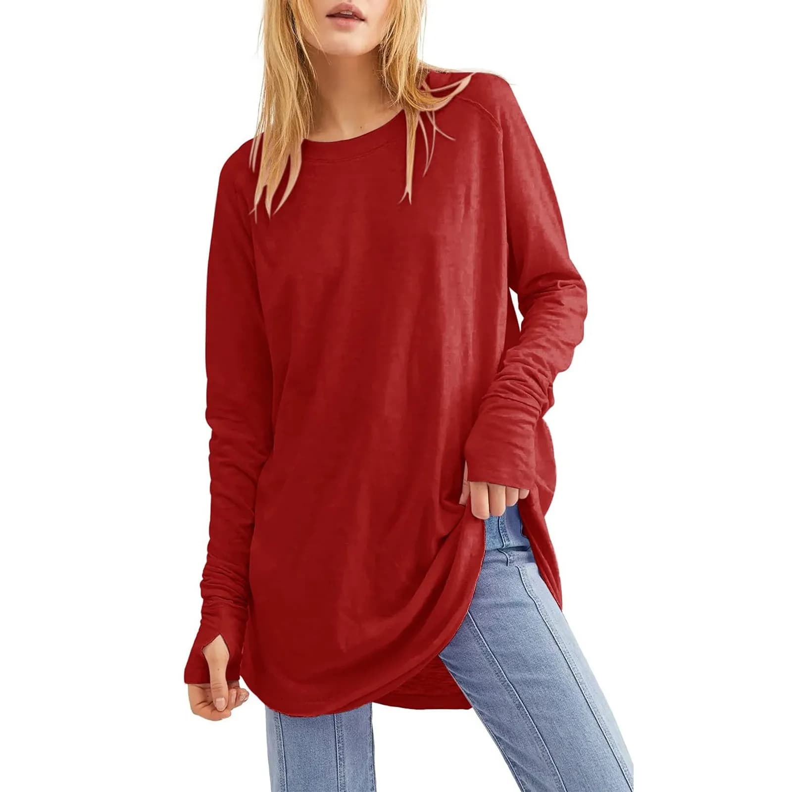 Women's Loose Long Sleeve Round Neck Top