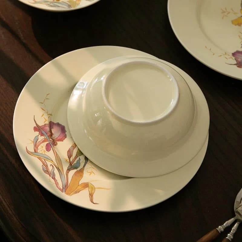Ceramic Dinner Plate Set French Iris
